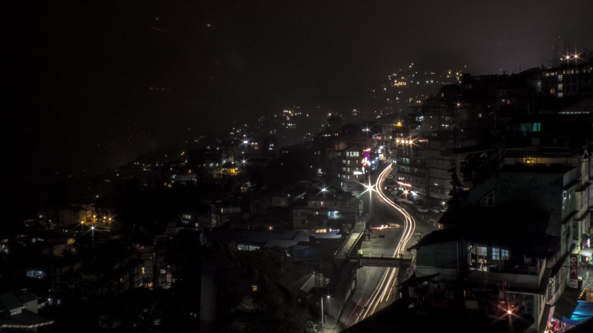 Gangtok state highway, surrounding hills from the hotel lobby.